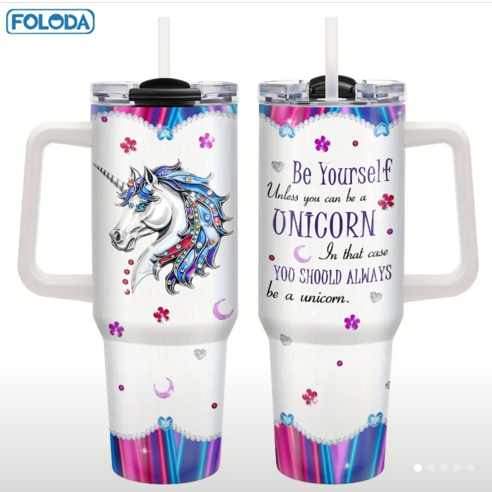 Unicorn Tumbler - White and Multicolor
